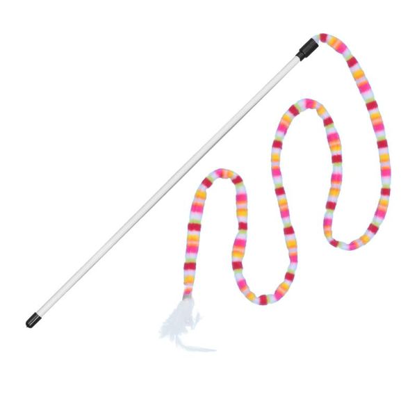 

cat toys 2pcs creative rainbow strip teaser wands with feather interactive
