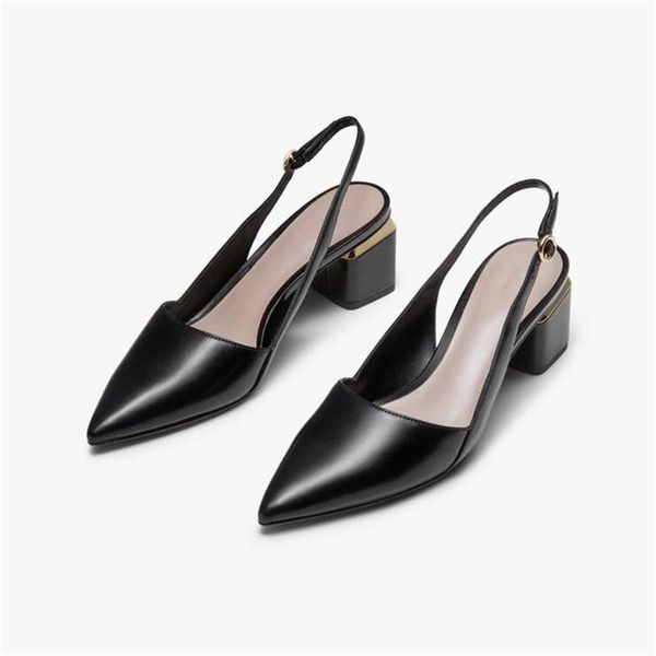

sandals shoes woman 2021 summer women square high heels pumps female hight ladies pointed toe, Black
