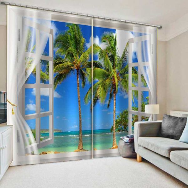 

curtain & drapes custom blue beach curtains 3d set for bed room living office el home