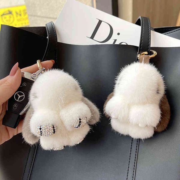 

plush cute net red rabbit pendant schoolbag doll bag car key chain hanging, Silver