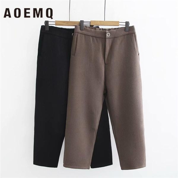 

women's pants & capris aoemq large size solid color wool tights nine points harem fat mm loose thin casual knit wide leg autumn, Black;white