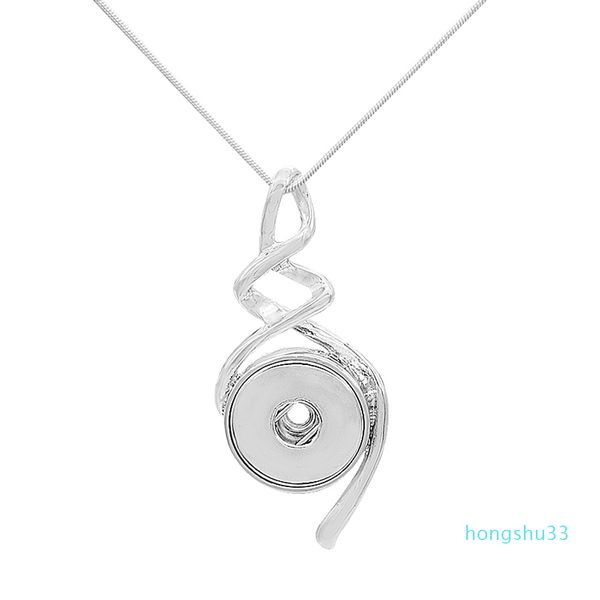 

2021 new snap jewelry silver spiral pendant snap necklace 18mm button jewelry women pendant necklace with 46cm chains, Golden;silver