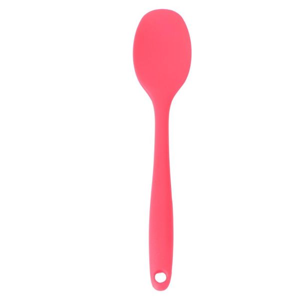 

spoons silicone soup spoon long handle nonstick kids scoop serving (red)