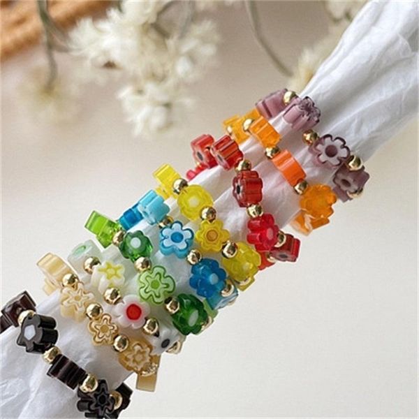 

wedding rings lovely summer korean colorful beads flowers elasticity for women girls party boho beach vacation jewelry gifts, Silver