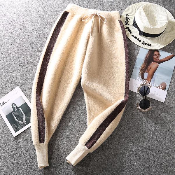 

woolen harem pants women's autumn and winter casual sporty sweatpants trousers harajuku kpop streetwear, Black;white