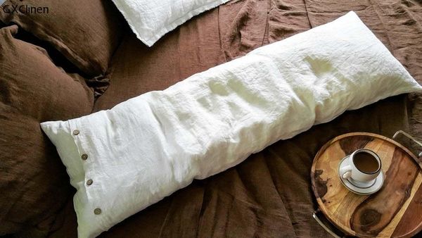 

pillow case long linen pillowcase white body cushion pad anime rectangle sleep nap home bedroom bedding accessories 150 x 50cm