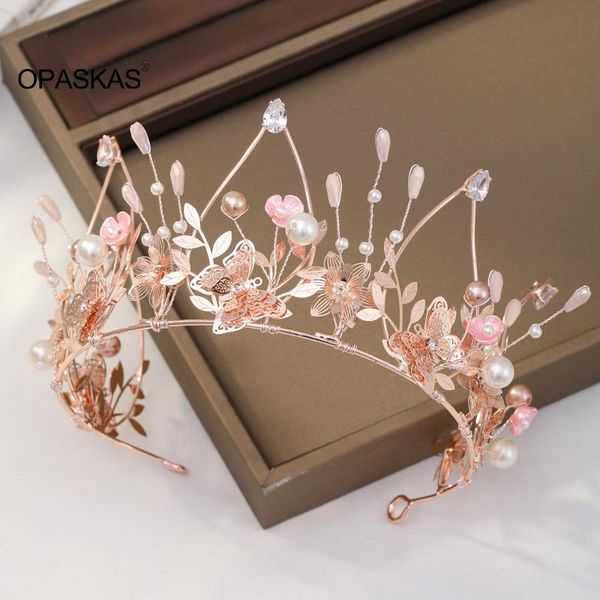 

hair clips & barrettes super fairy gold color crystal butterfly pearl bridal tiaras crown luxury rhinestone pageant diadem wedding dress hea, Golden;silver