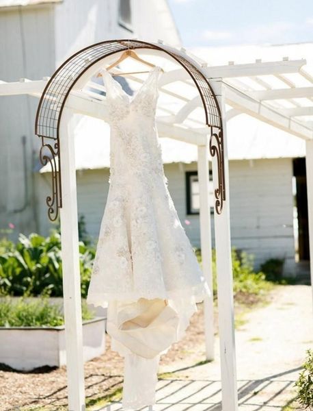 

new boho country wedding es 2021 v neck sweep train vestido de novia lace3d flowers garden beach bridal gowns plus siz mfgt, White