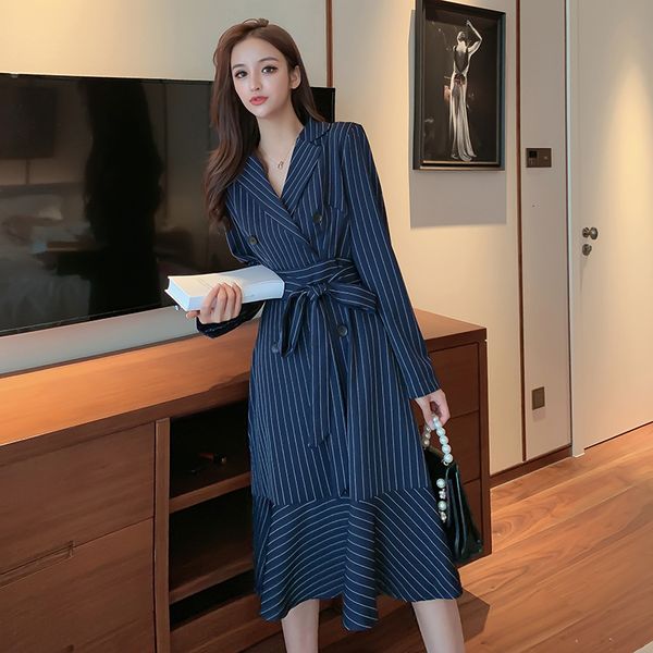 

2021 new primavera vestido listrado elegante escritrio senhora magro terno vestidos s 5wk7, Black;gray