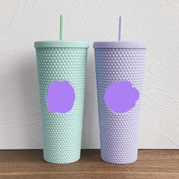 

mugs 710ml 24oz double-layer durian cup diamond radiant goddess straw with coffee cold tumbler tumblers