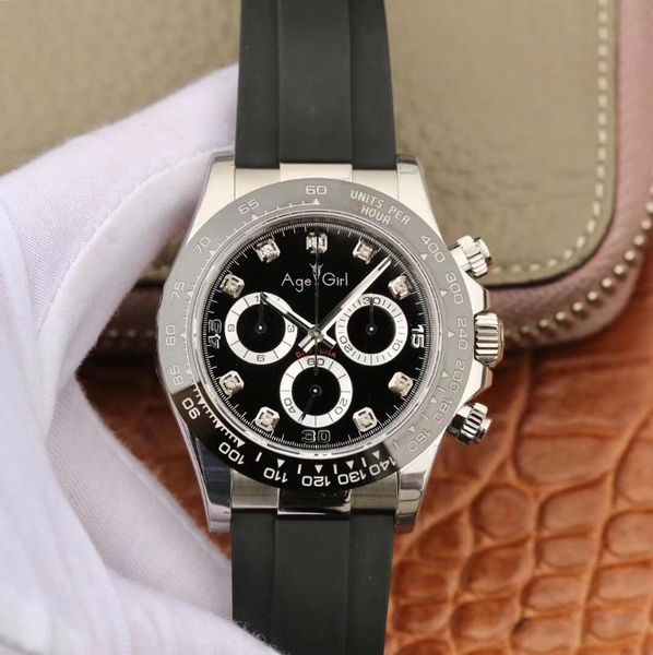 

wristwatches men automatic mechanical watch sapphire black rubber stainless steel blue diamonds dial ceramic bezel 40mm, Slivery;brown