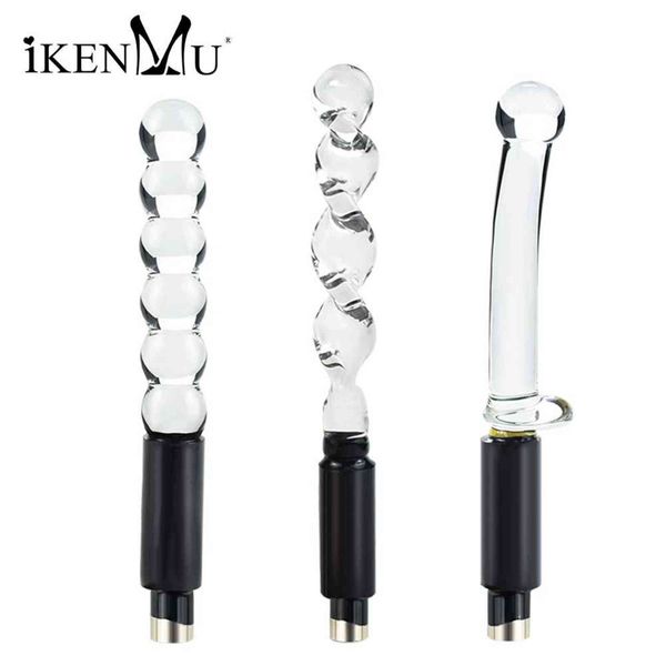 NXY Dildos 3XLR Verbinden Sie sich für Sex-Maschinengun-Glas-Kristallmaterial Anal-Perlen Maschinengewehrverlängerung Adapter-Spielzeug Ikenmu Shop 1120