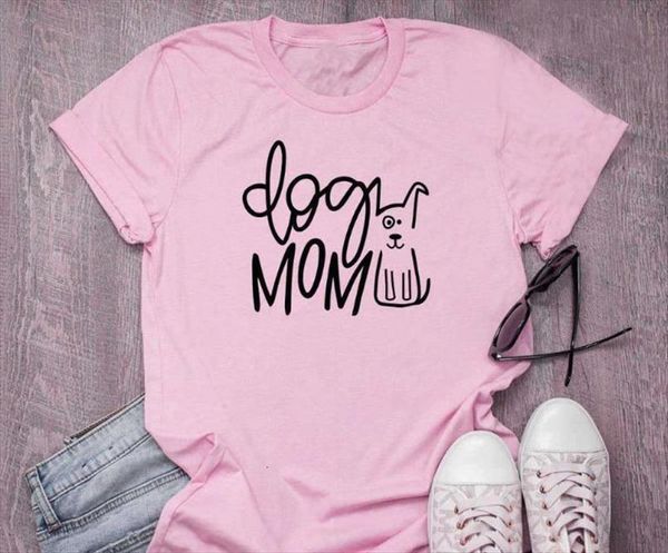 

dog mom letter print women t shirts short sleeve o neck loose ladies summer fashion tee clothes, White