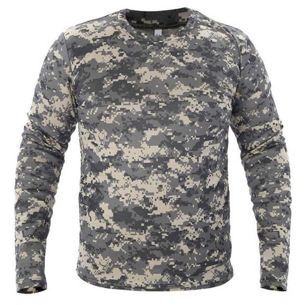 T-shirt a maniche lunghe da uomo T-shirt mimetiche tattiche Primavera Quick Dry Traspirante Esercito militare Top Abbigliamento di marca Tshirt 210707