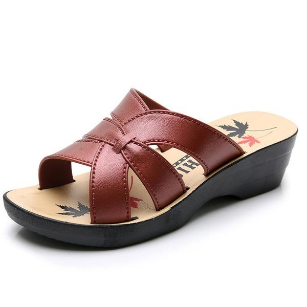 

women sandals summer shoes slippers women slip on wedges shoes c555, Black