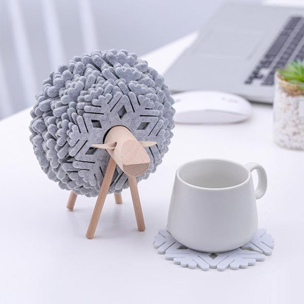 

mats & pads sheep deer anti slip cup coasters round felt japan style snowflake creative home office decor art crafts gift xmas