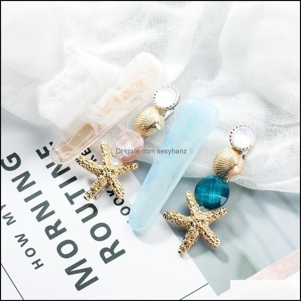 Клипы для волос Barrettes Jewelry Fashion Womens Ocean Wind Wind Clip Clip Shell Shell Barrette Aessories 2pcs Set S499 Drop Delive 2021