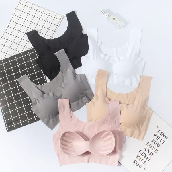 

women underwear ice silk sports bras for women seamless padded bralette lingerie fitness sports bra brassiere, Red;black