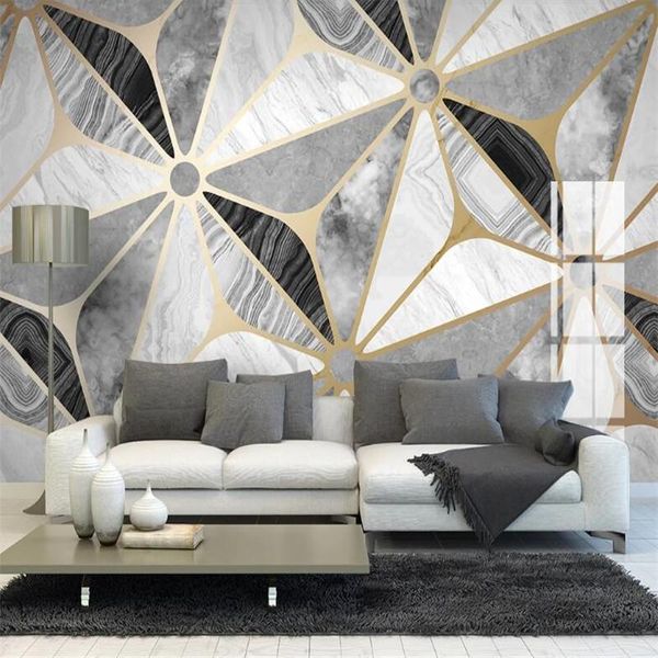 

large 3d wallpaper mural custom light luxury geometric marble jazz white mosaic background wallpaper mural