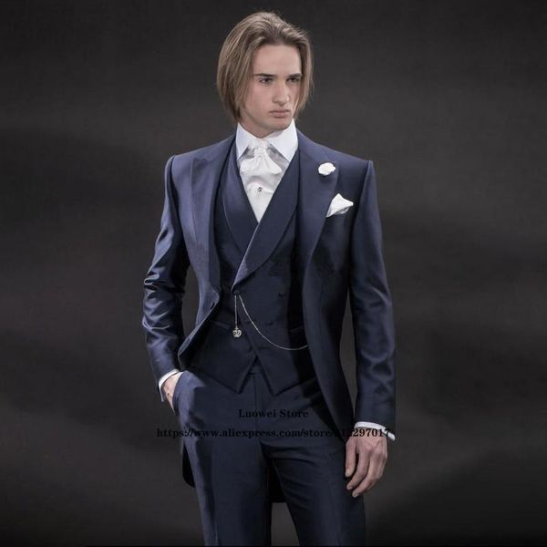 

men's suits & blazers fashion slim mens 3 piece jacket vest pants set formal business blazer masculino double breasted wedding groom lo, White;black