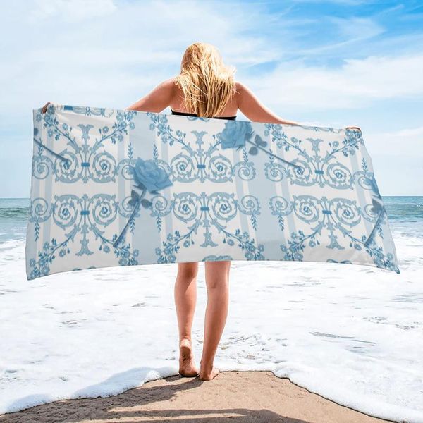 

towel blue rose flower beach sports quick dry microfiber bath blanket for adults kids outdoor picnic