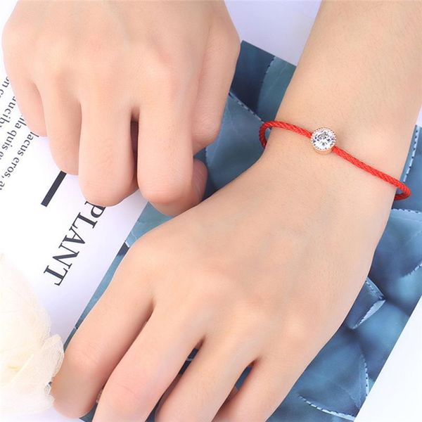 2021 Fashion Crystals Charm Braceletes Fino Red Rosca Corda Corda Braceletes para Mulheres Jóias Presente Pulseira Quente Red Rope Tópico