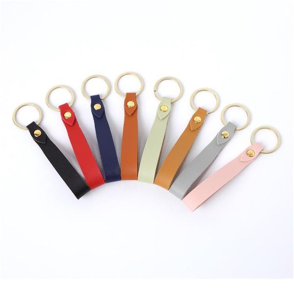 

trendy sharp corner pu leather brass keychain pu brass wallet key chain simple circle waist car leather keychains k jlloop
