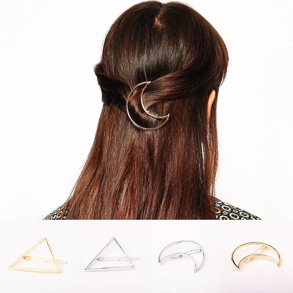

hair clips & barrettes 2021 moon shape hairpins metal women lady girls triangle barrette clip accessories gift decorations, Golden;silver