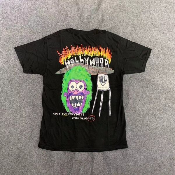 

2021 new novo graffiti rolando la hoollywood 3d dye masculina women1:1 alta qualidade estilo vero camiseta superior astroworld nm8a, Black