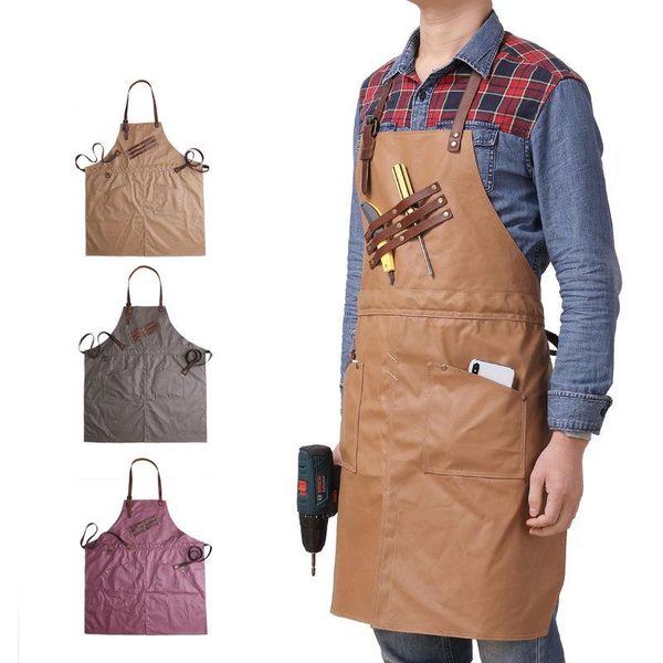 

vintage work apron waterproof oil-proof tool apron wear-resistant carpenter painter canvas aprons with tool pockets adjustable