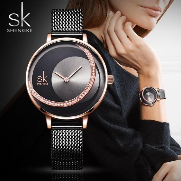 

wristwatches ladies watch luxury watches women stainless steel meshband quartz elegant simple brand unique wristwatch, Slivery;brown