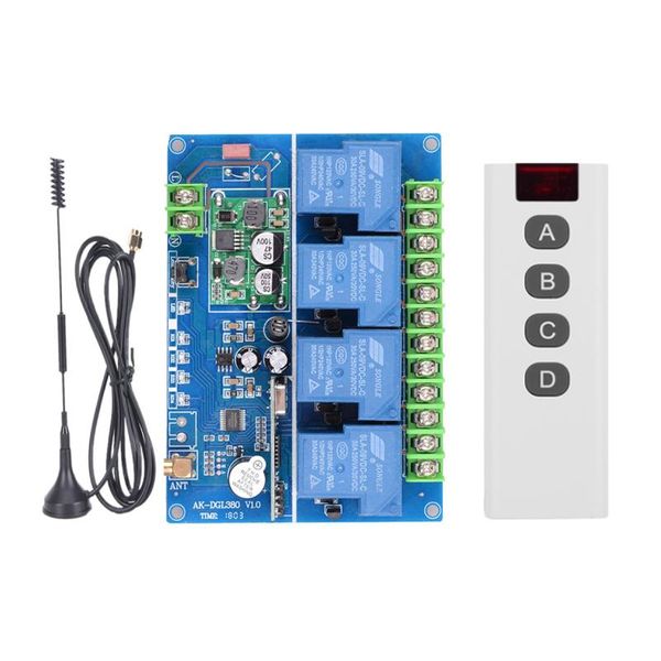 

smart home control industrial 4-button wireless remote 12v 48v 4-channels water pump motor high-power 30a relay switch 1000m range