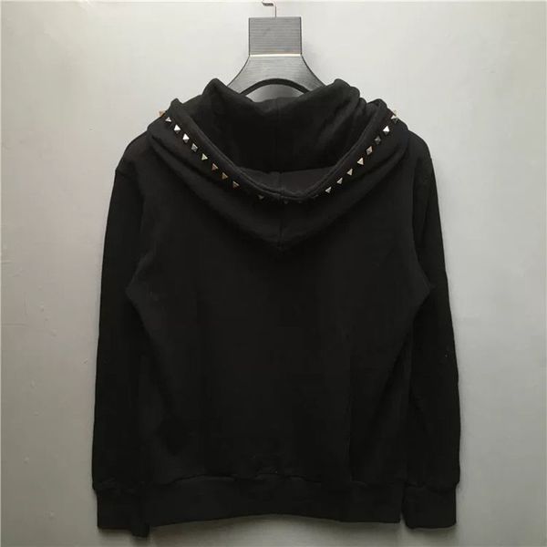 

men women hoodies sweater hooded rivet design winter style european and american hip-hop cotton jackets street casual, Black