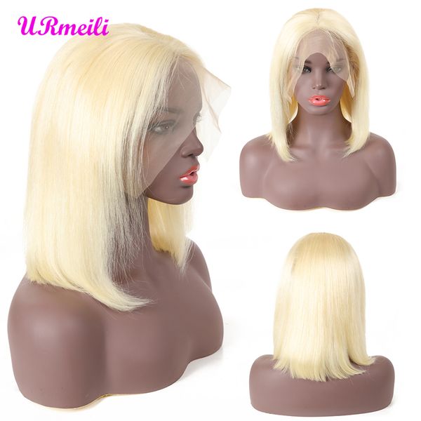

short bob lace front human hair wigs for women pre plucked full lace human hair wigs t1b27 613 blonde human hair ombre wigs, Black;brown