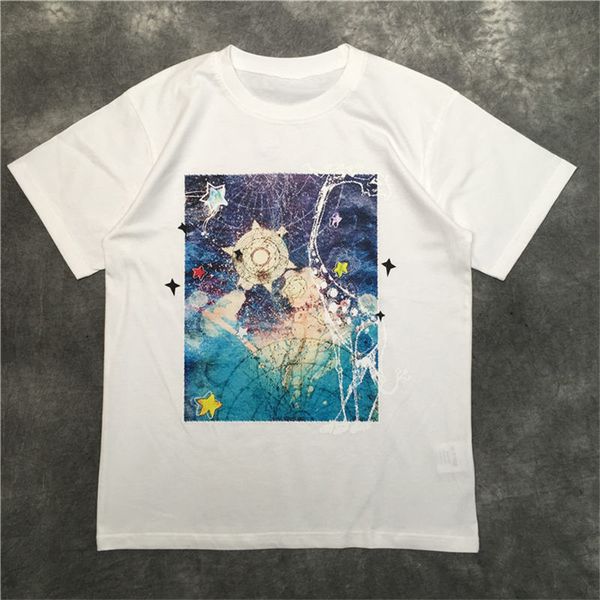 

street fashion mens t shirt 20ss starry print tennis short sleeves t shirts men and women couples style hip hop tee, White;black