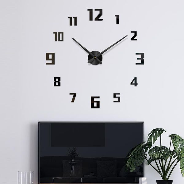 

wall clocks 48" large clock watch diy acrylicl mirror digital 3d personalized home deco