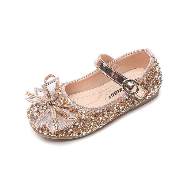 

flat shoes kids sequins leather bow girls princess baby single 2021 autumn children sandals g15, Black;grey