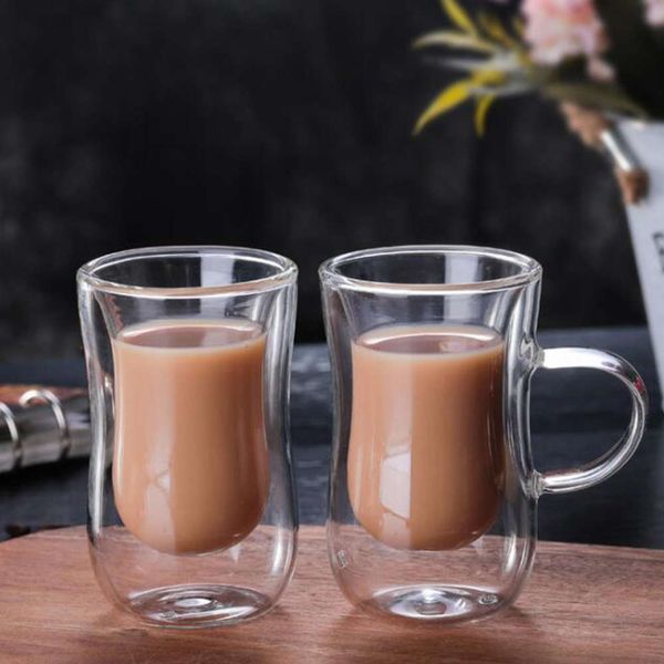 

transparent drinkware coffee cups tea set mugs beer drink office mug double glass cup simple style