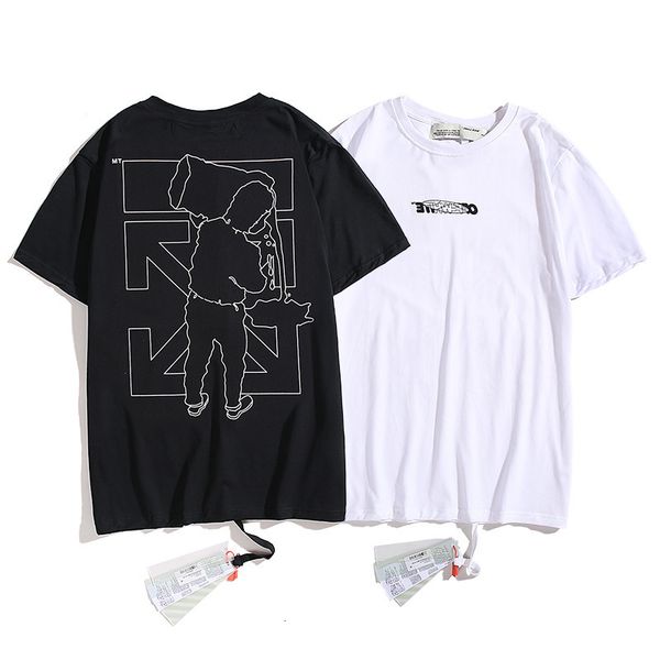 

short 2021 summer sleeve off curve back figure loose t-shirt, White;black