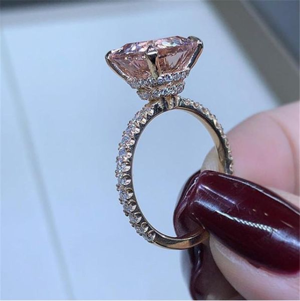

wedding rings 2021 fashion for women princess luxury propose engagement bridal jewelry cubic zirconia round stone gift, Slivery;golden