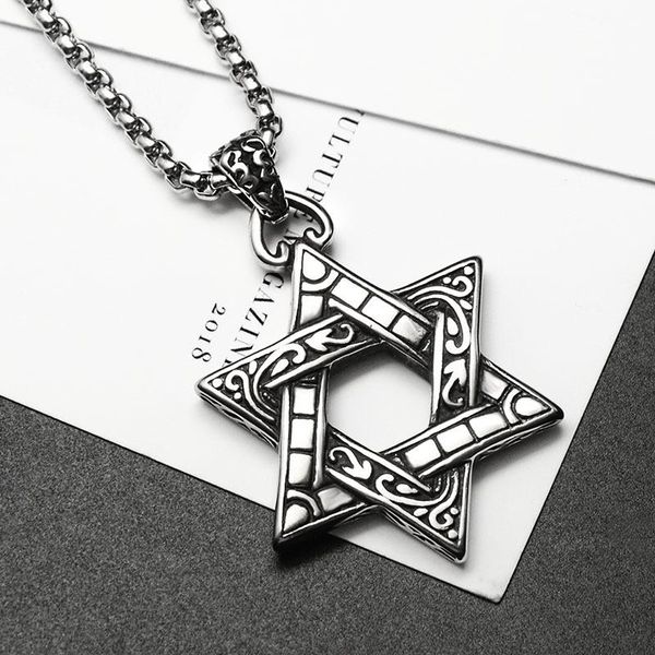 

chains act the role ofing is tasted do old double star pattern titanium steel female pendant necklace male p371, Silver