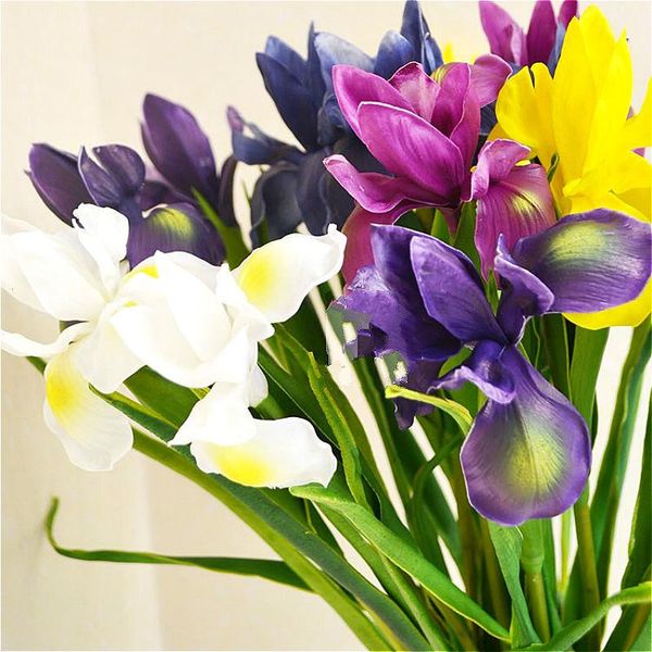 

decorative flowers & wreaths 3pcs artificial iris pu material have a scent fake home wedding decoration