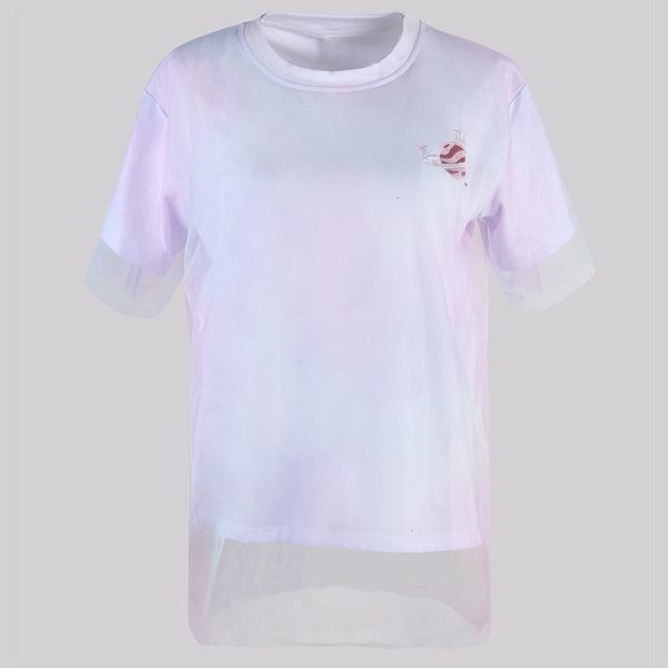 

summer 2021 women's rainbow mh planet embroidery casual t-shirt 0jr267, White