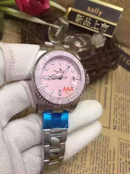 

wristwatches classic women automatic mechanical watches rose gold pink black blue ceramic bezel stainless steel sapphire watch, Slivery;brown