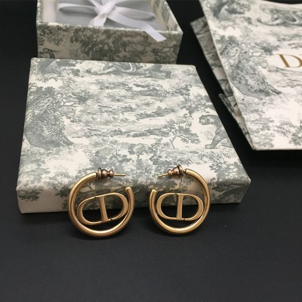 

70% off family brass letter earrings 2021 new fashion 925 silver needle simple, Golden;silver