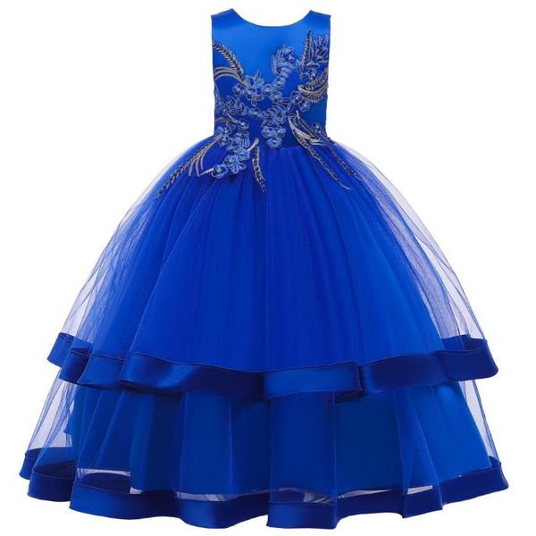 

girl's dresses flowers girls dress embroidery kids for costume wedding party formal princess children clothing 3 8 12 years, Red;yellow