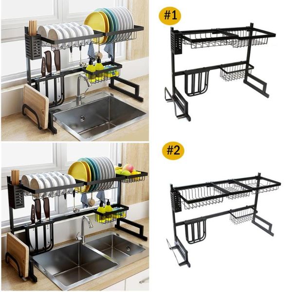 

hooks & rails kitchen shelf organizer dish drying rack over sink utensils holder bowl draining storage us/uk/ru/au/cn