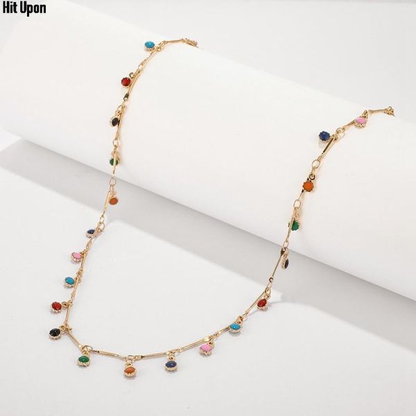 

chokers fashion simple candy color tassel necklace female wild small ball single layer jewelry, Golden;silver