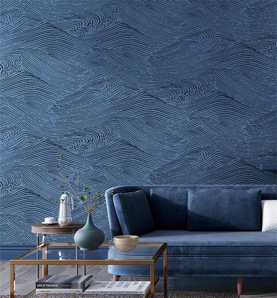 

wallpapers nordic abstract purple blue white japanese style waves wallpaper thicken non-woven fabric renovation decor