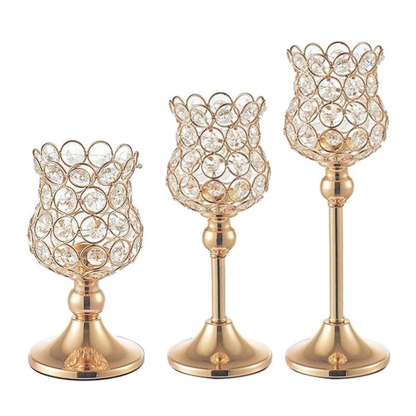 

crystal candlesticks pillar candles holder set for wedding party dinner centerpiece event restaurant l decoration